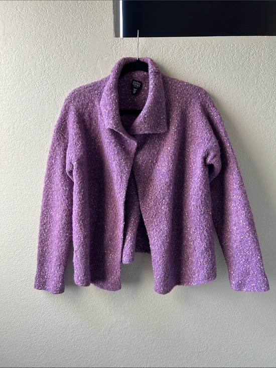 Eileen Fisher Sweaters - Eileen Fisher Lavender Bouclé Open-Front Cardigan Alpaca Wool Silk